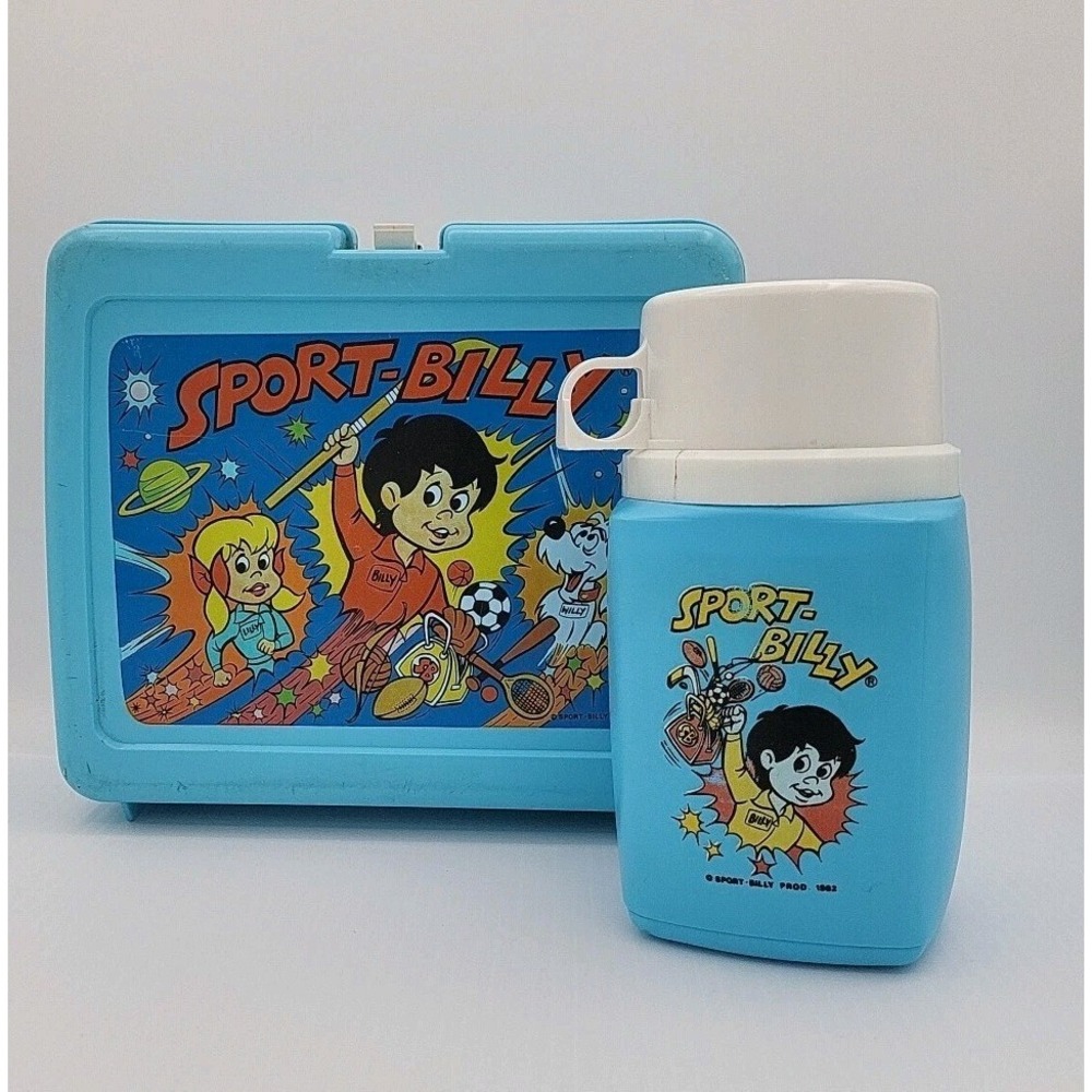Vintage 1982 Filmation‎ Sport-Billy Plastic Lunchbox With Thermos